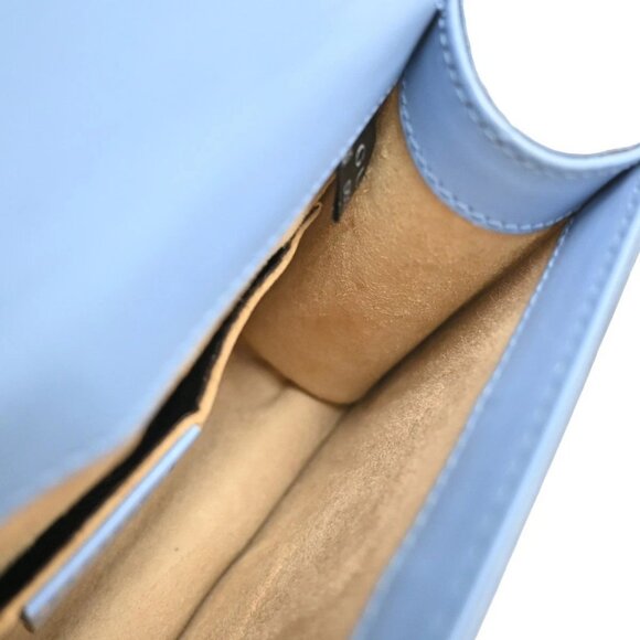 GUCCI Logo Sylvie Chain Mini Shoulder Bag Leather Blue GHW Italy 15EF777 - Picture 8 of 14